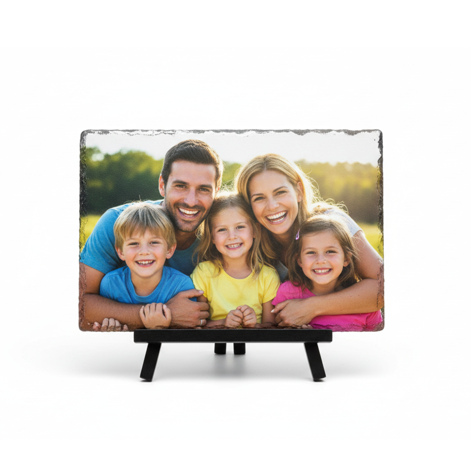 Schiefertafel 20x14cm mit Ständer - personalisiert mit Ihrem Foto