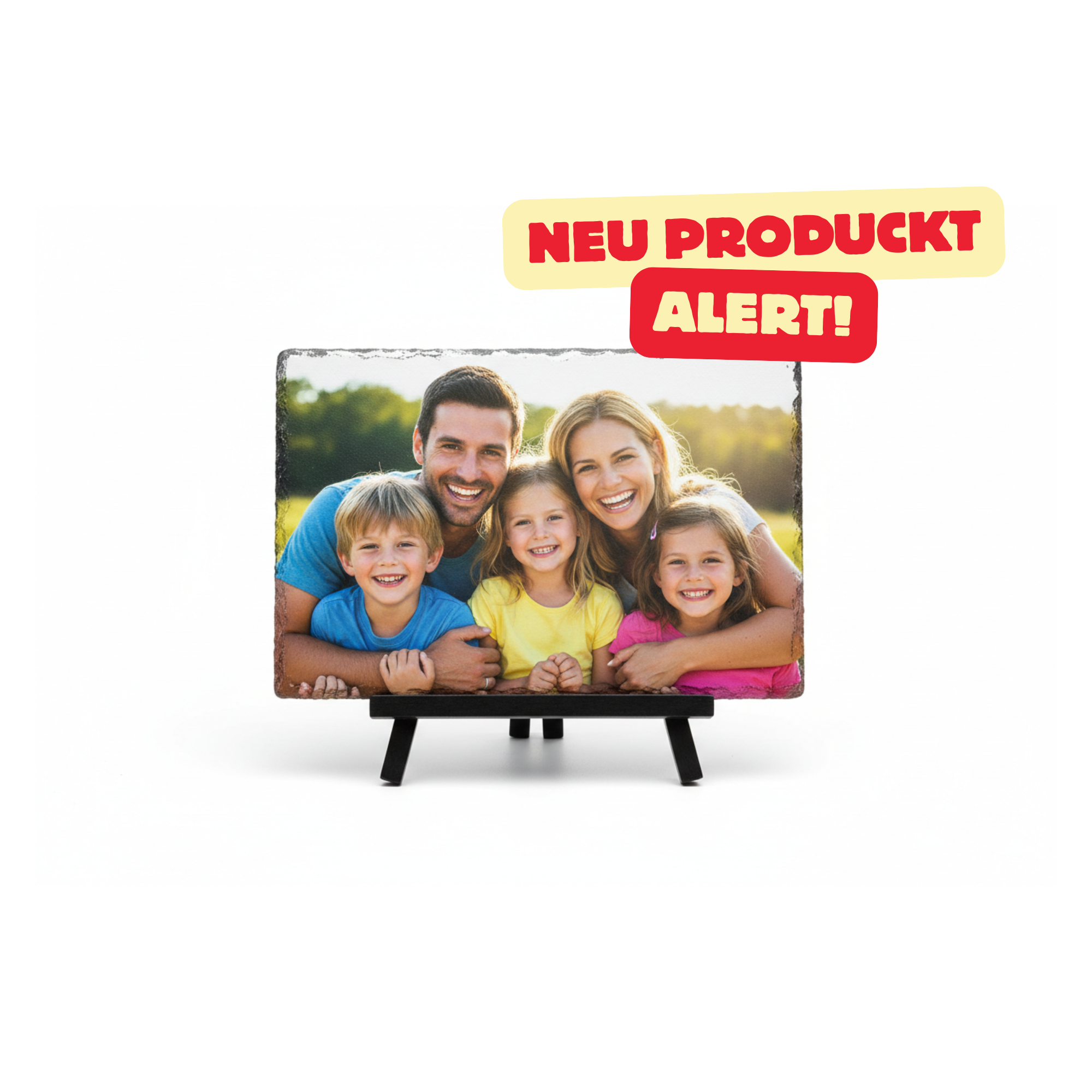 Schiefertafel 14x8cm mit Ständer - personalisiert mit Ihrem Foto