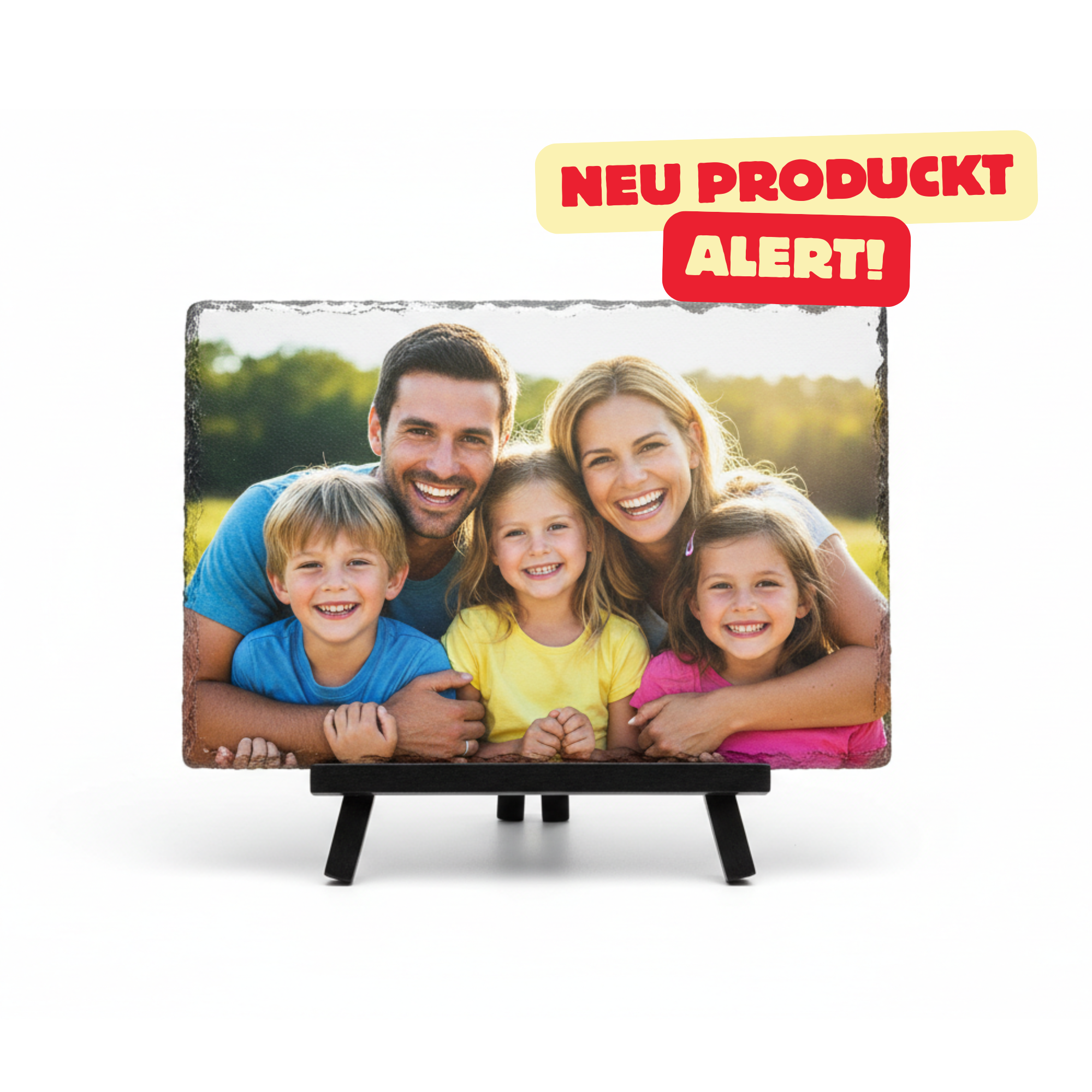 Schiefertafel 20x14cm mit Ständer - personalisiert mit Ihrem Foto