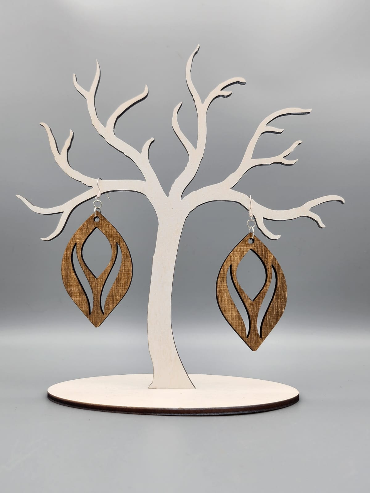 Holz-Ohrringe Blatt - Naturholz