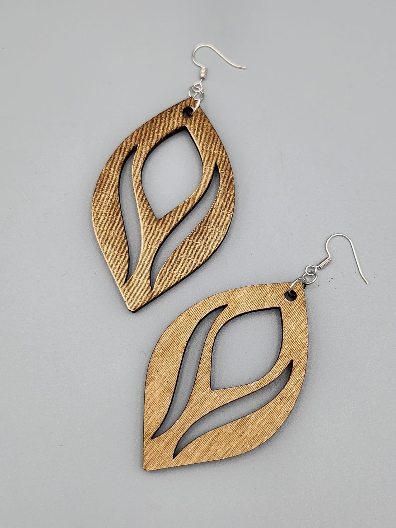 Holz-Ohrringe Blatt - Naturholz
